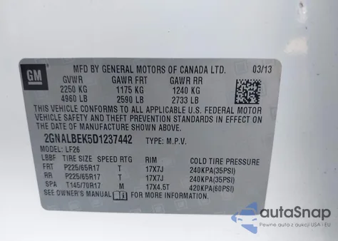 2013 Chevrolet Equinox Ls from USA, damaged, VIN 2GNALBEK5D1237442